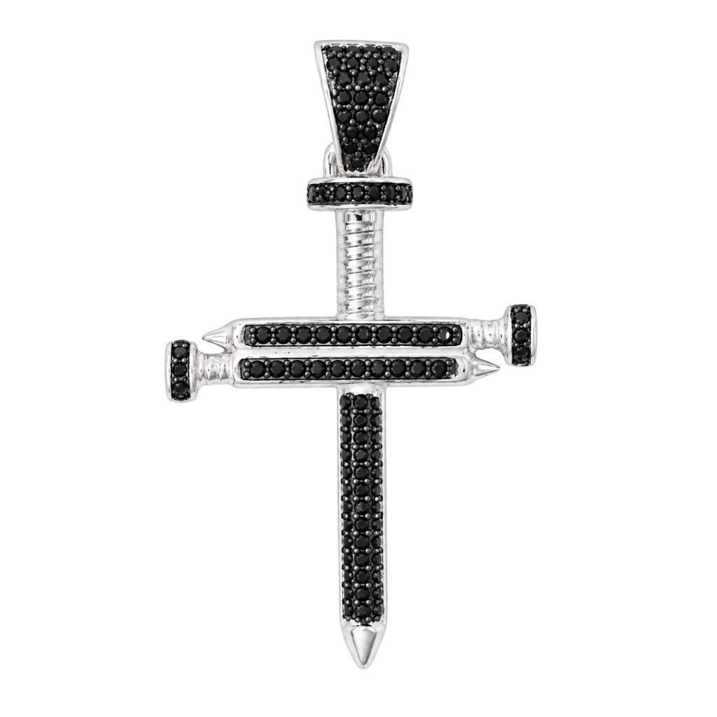 Dije cruz plata 925 clavos rodio negro