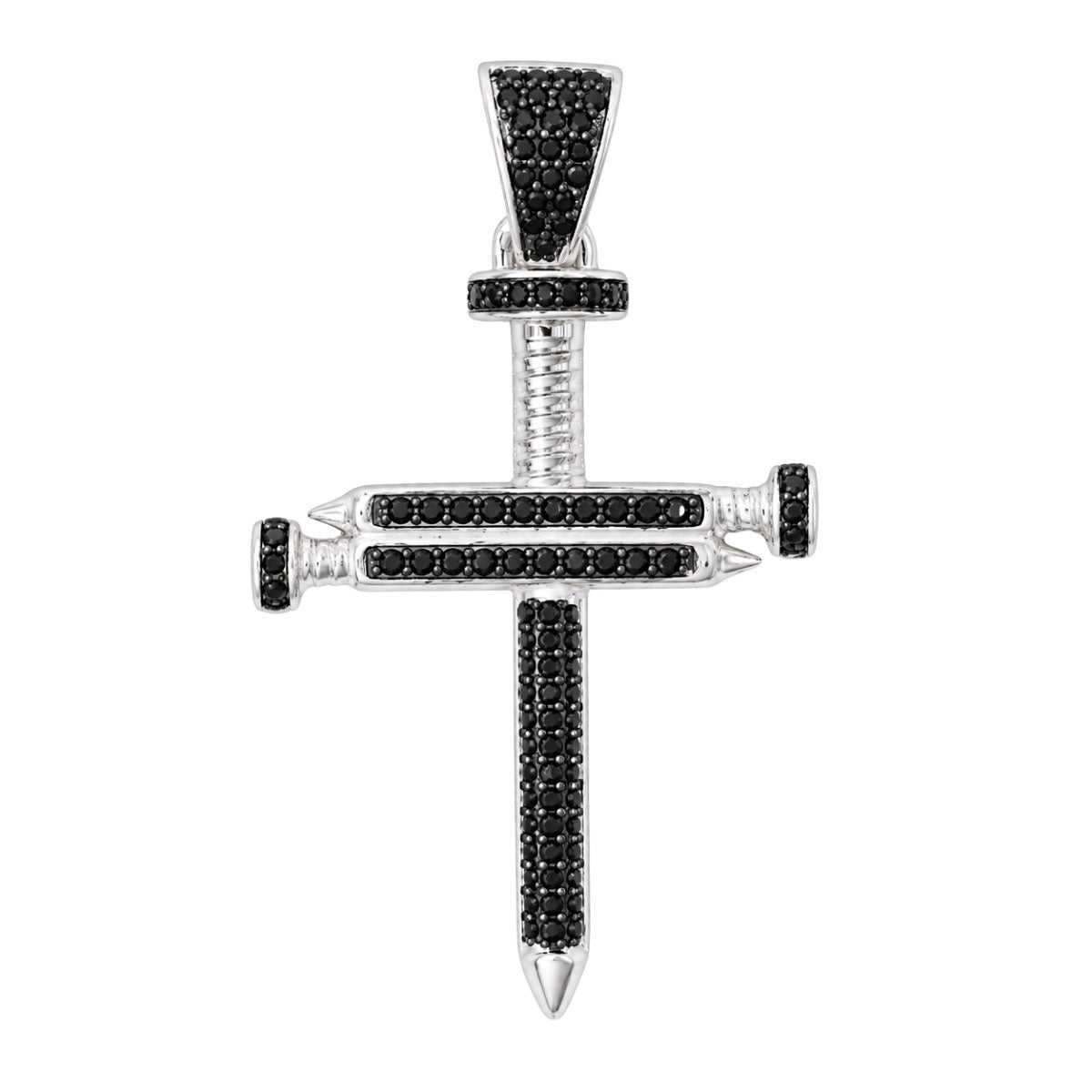 Dije cruz plata 925 clavos rodio negro