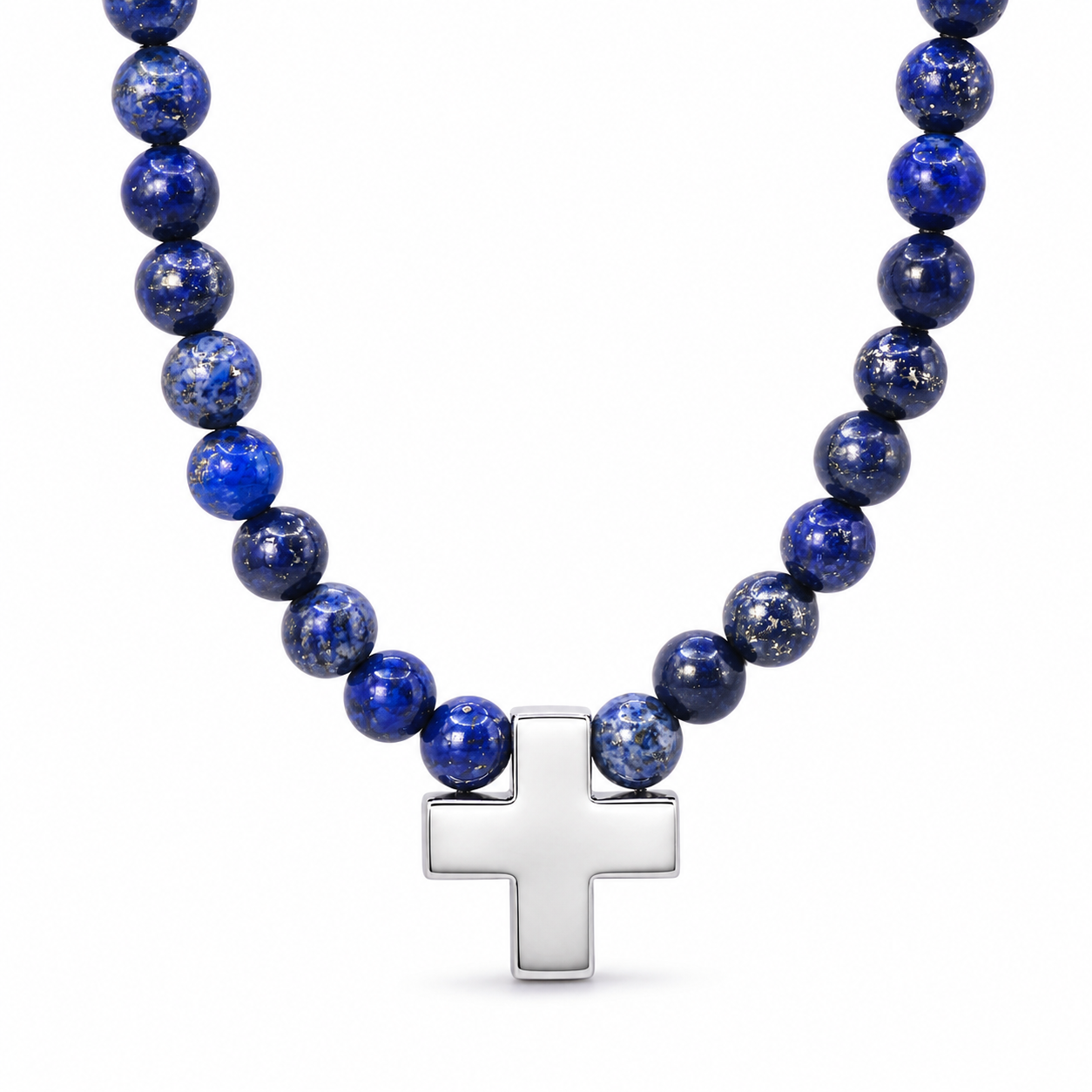 Collar cruz plata 925 lapislázuli