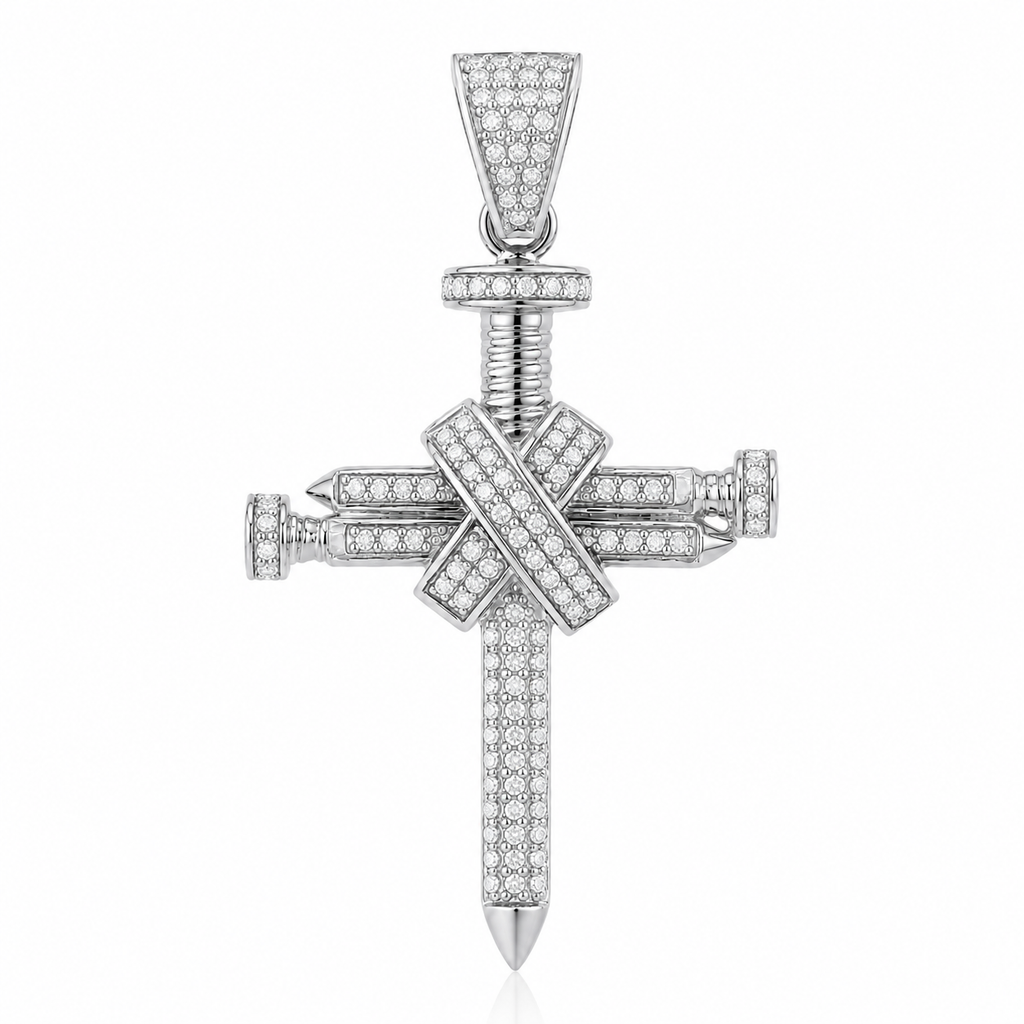 Dije cruz plata 925 clavos