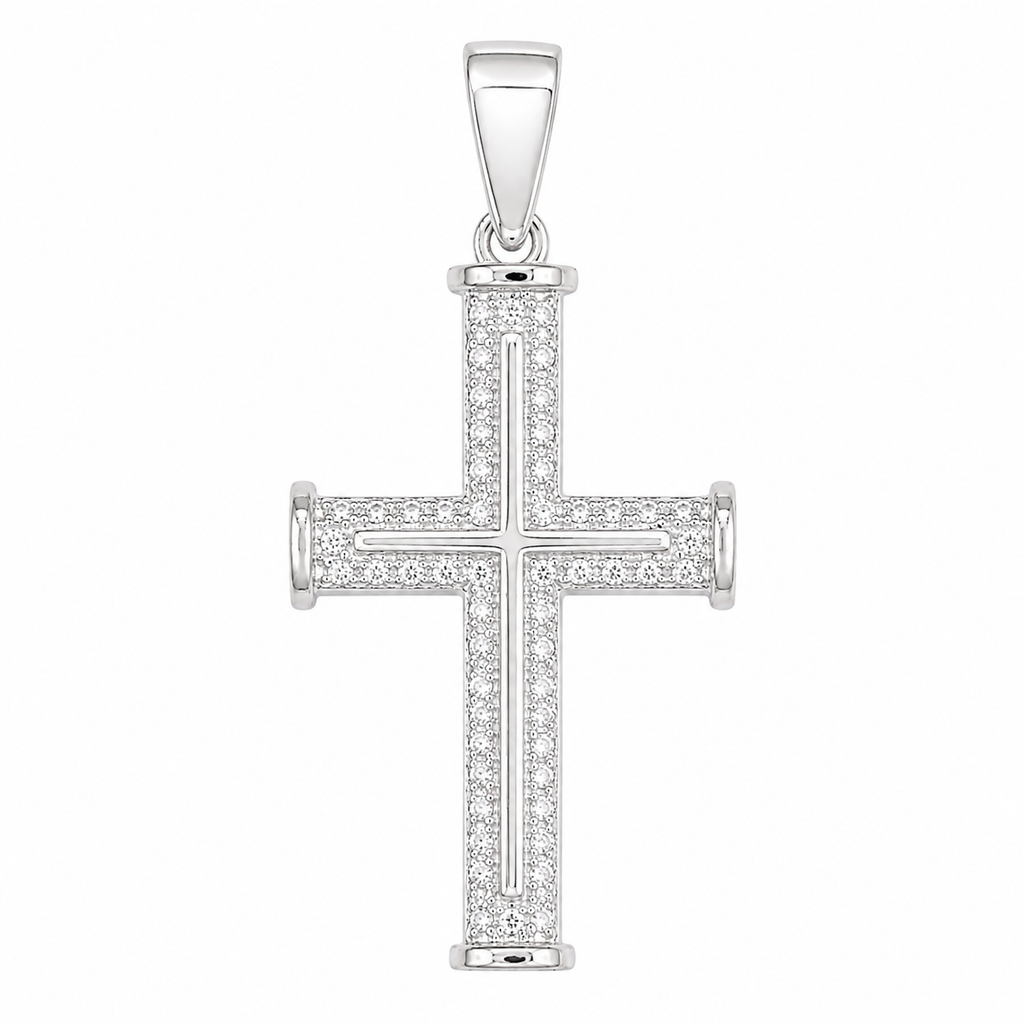 Dije cruz plata 925 tubular
