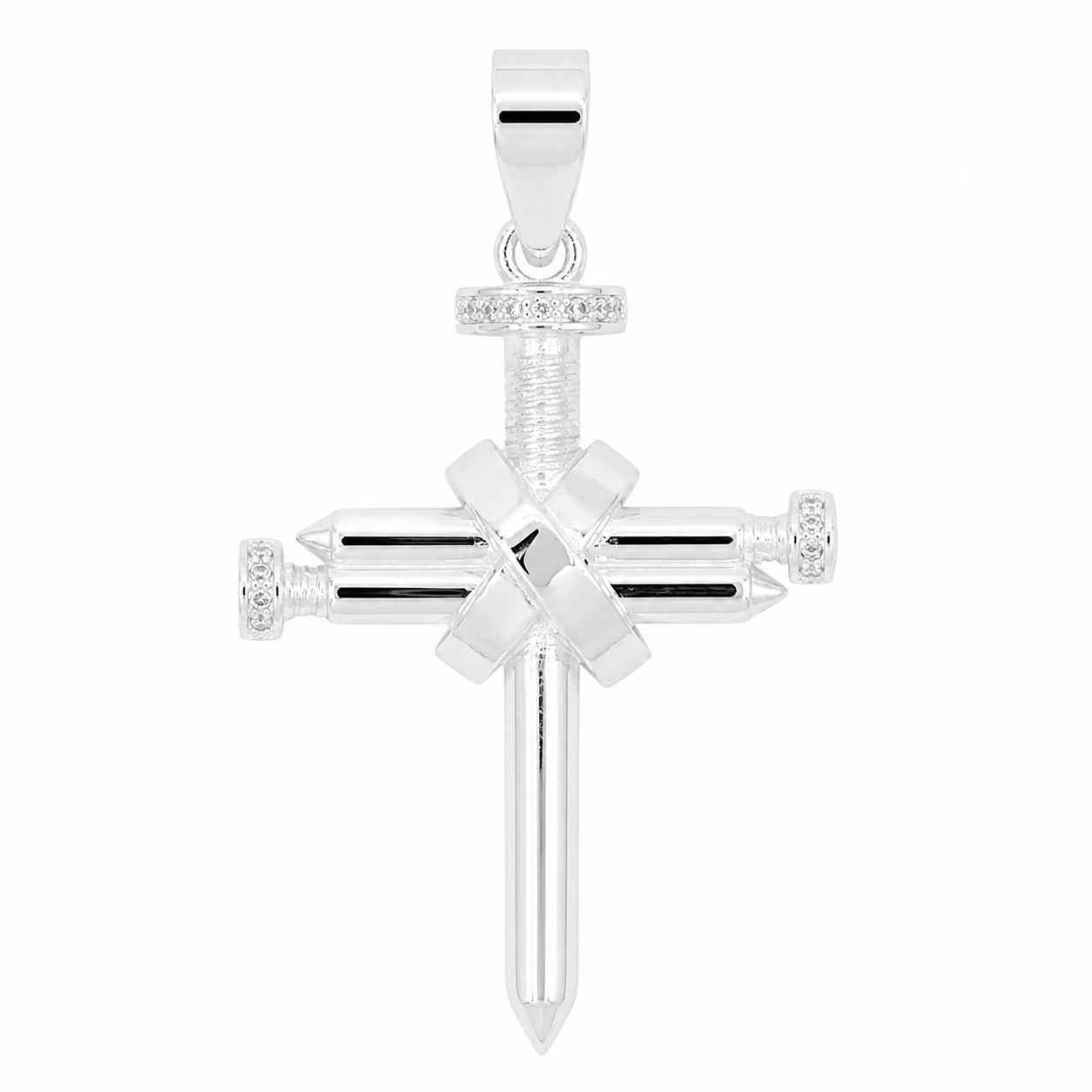 Dije cruz clavos plata 925 lisa