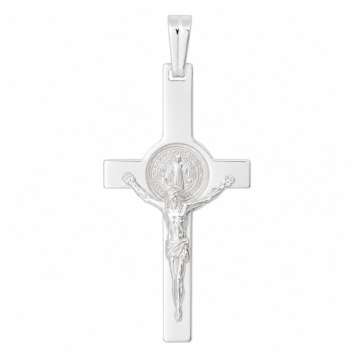 Dije cristo medalla San Benito plata 925