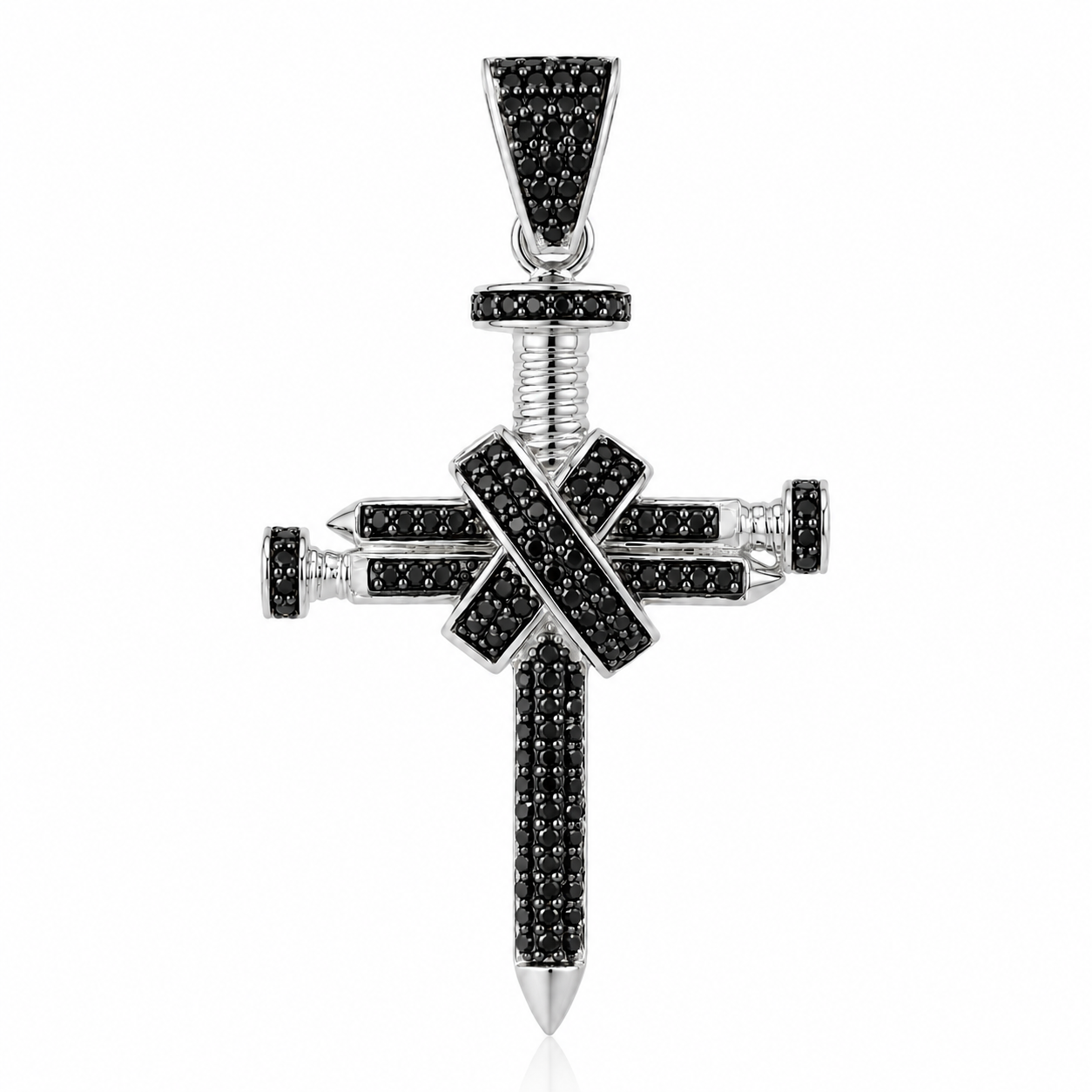 Dije cruz plata 925 clavos negra
