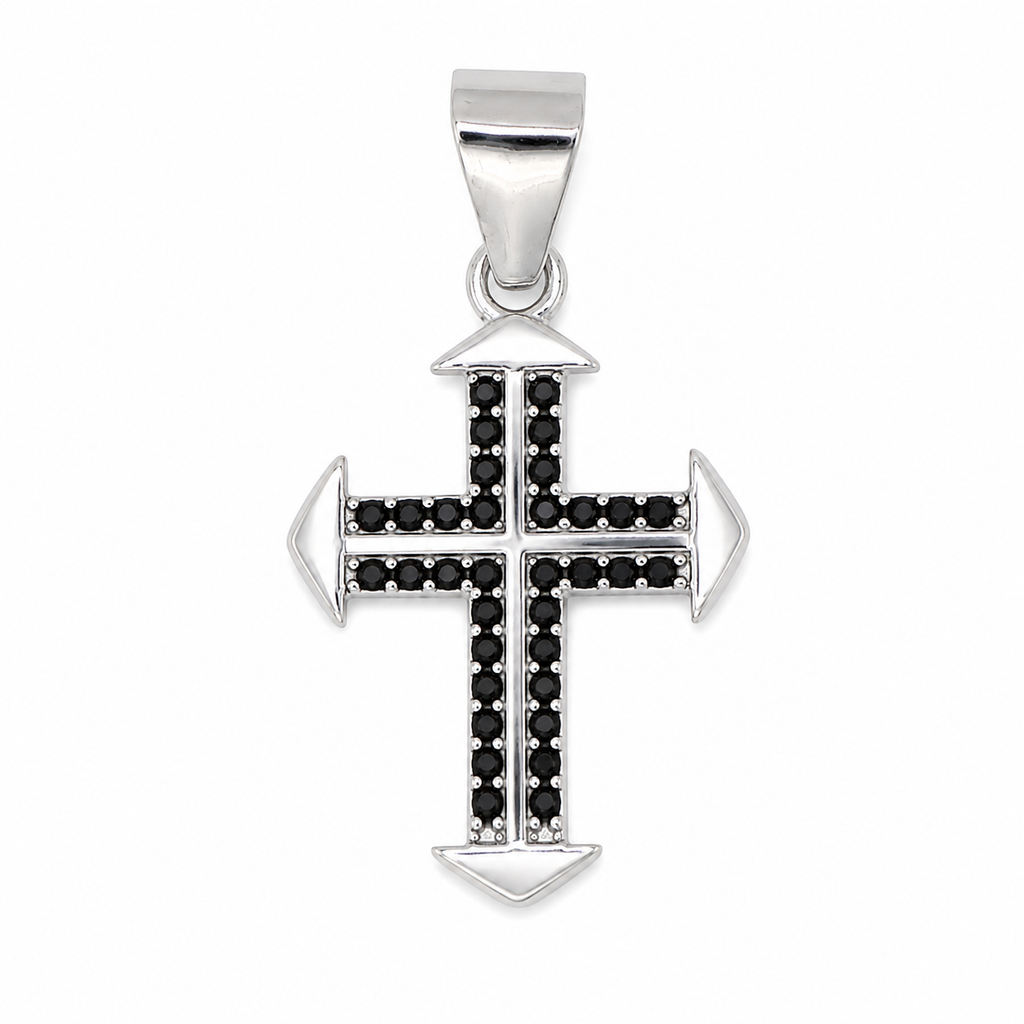 Dije cruz plata 925 negra