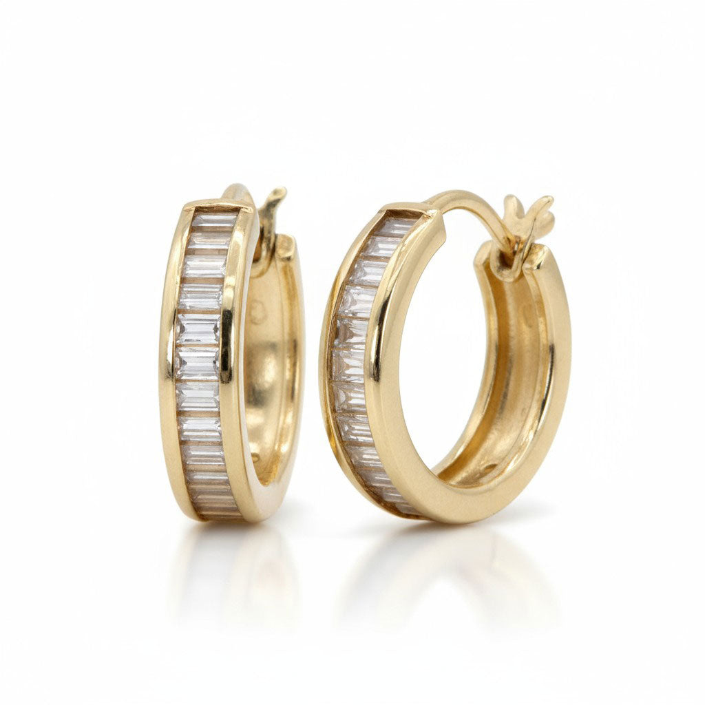 Aretes oro 10k baguette