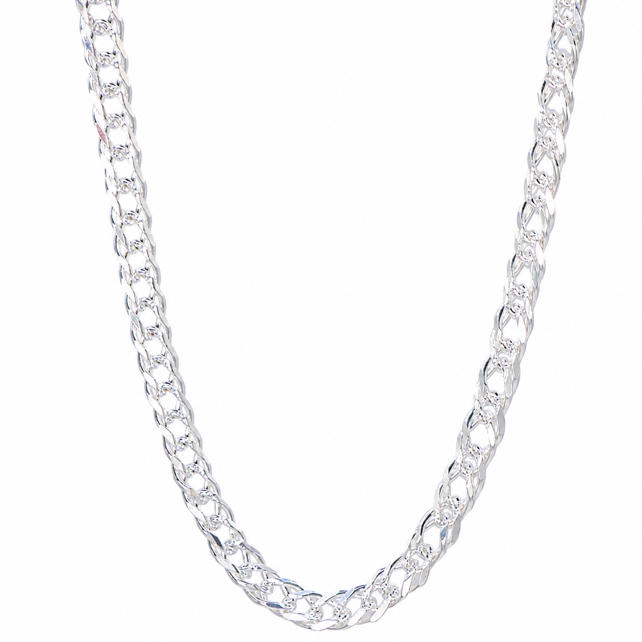 Cadena barbada doble plata 925