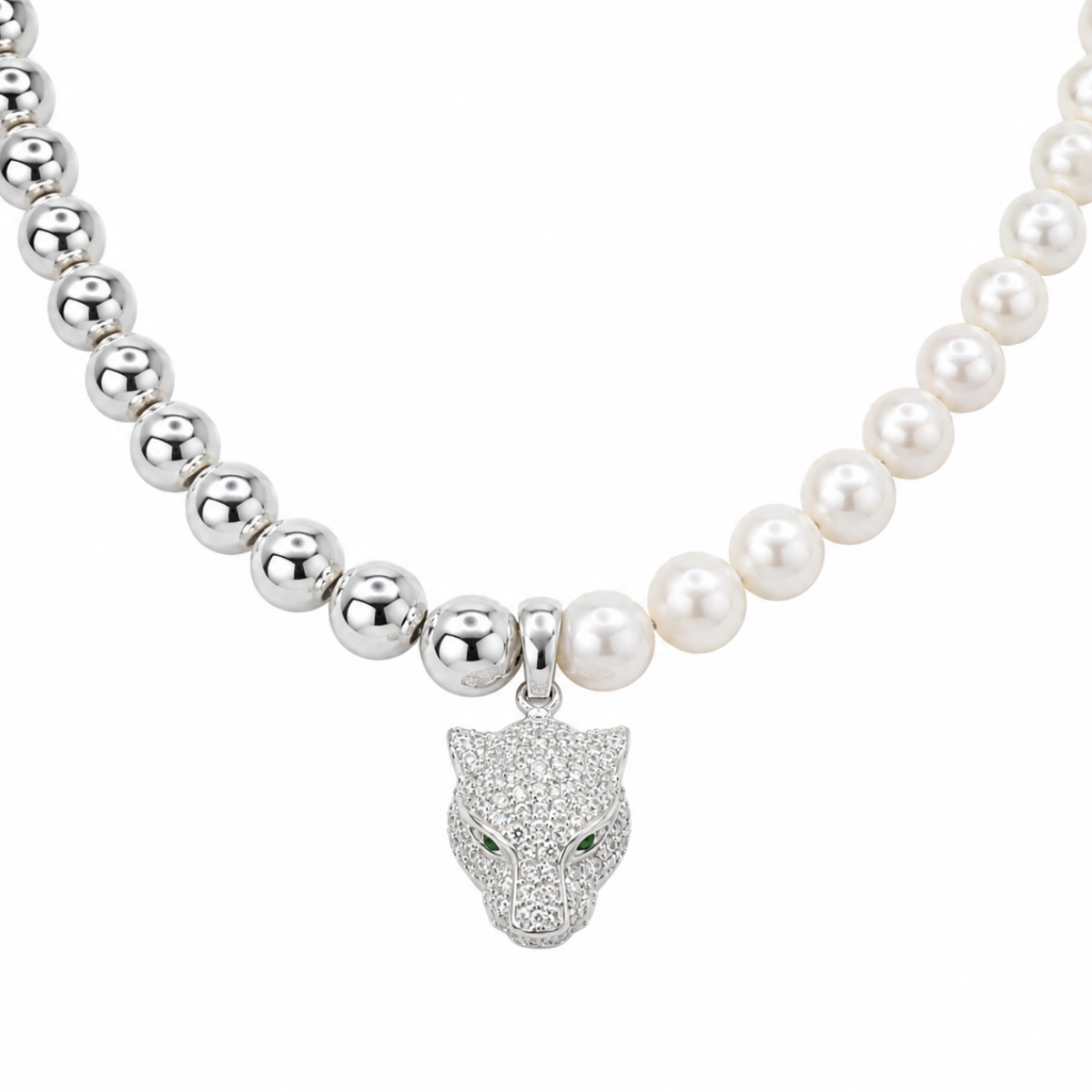 Collar jaguar plata 925 perlas