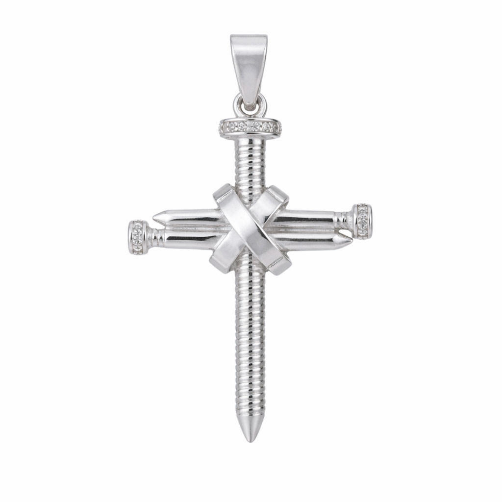 Dije cruz plata 925 clavos