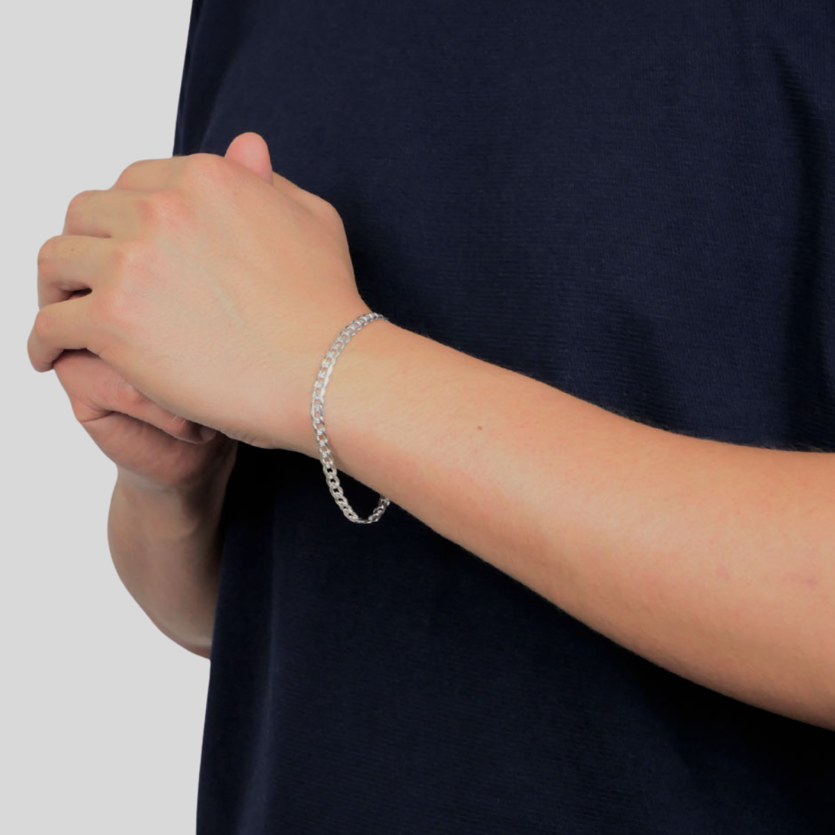Pulsera barbada plata 925 diamantada