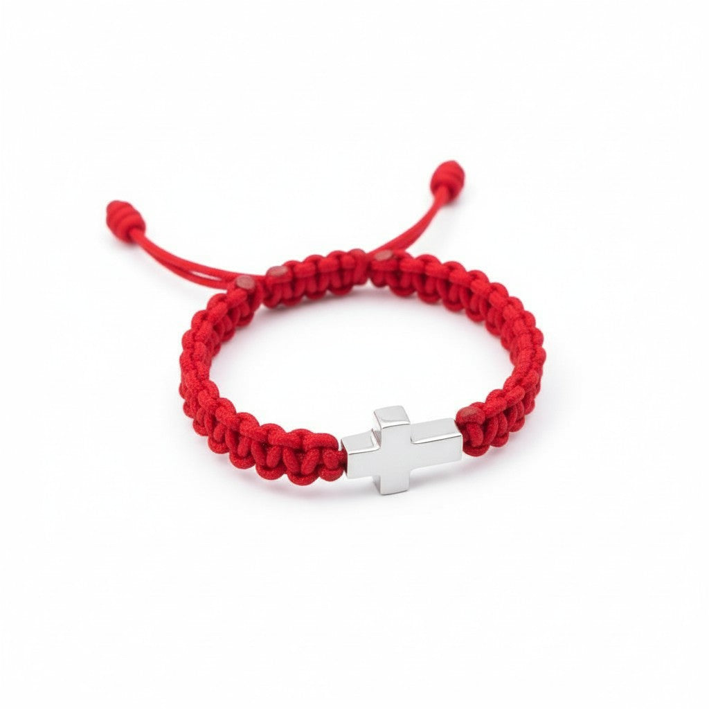 Pulsera cruz plata 925 roja