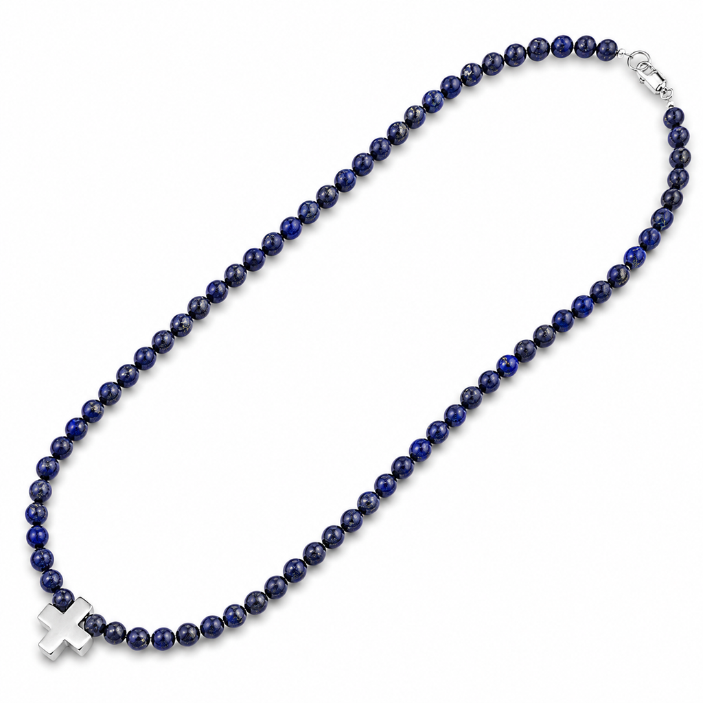 Collar cruz plata 925 lapislázuli