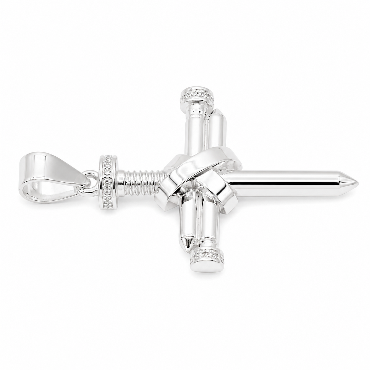 Dije cruz clavos plata 925 lisa