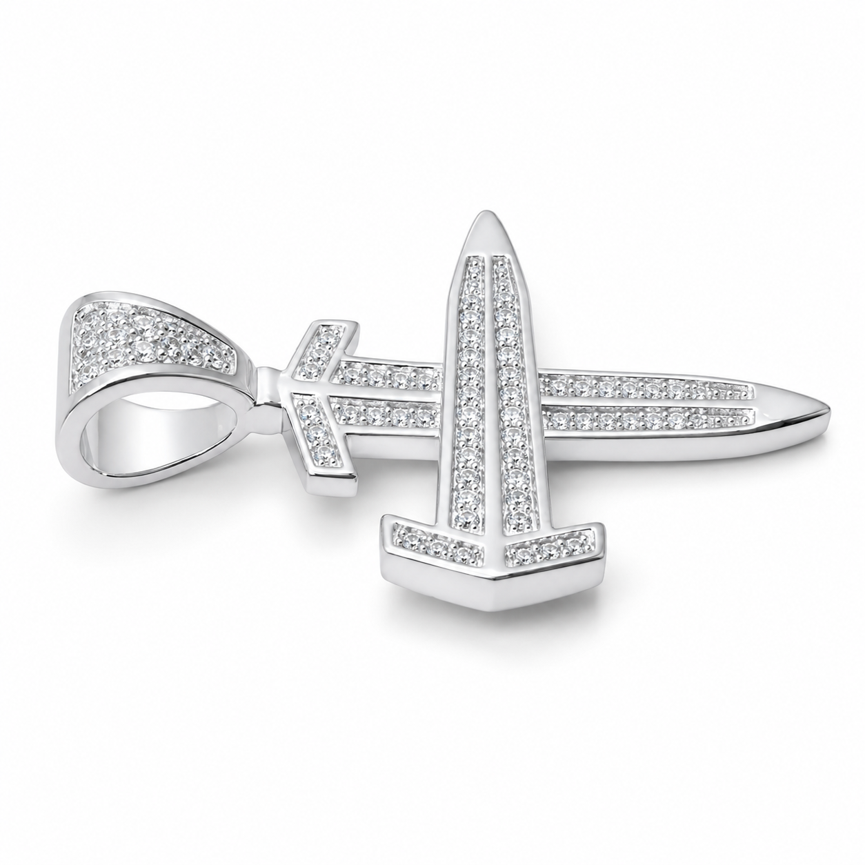 Dije cruz espadas plata 925