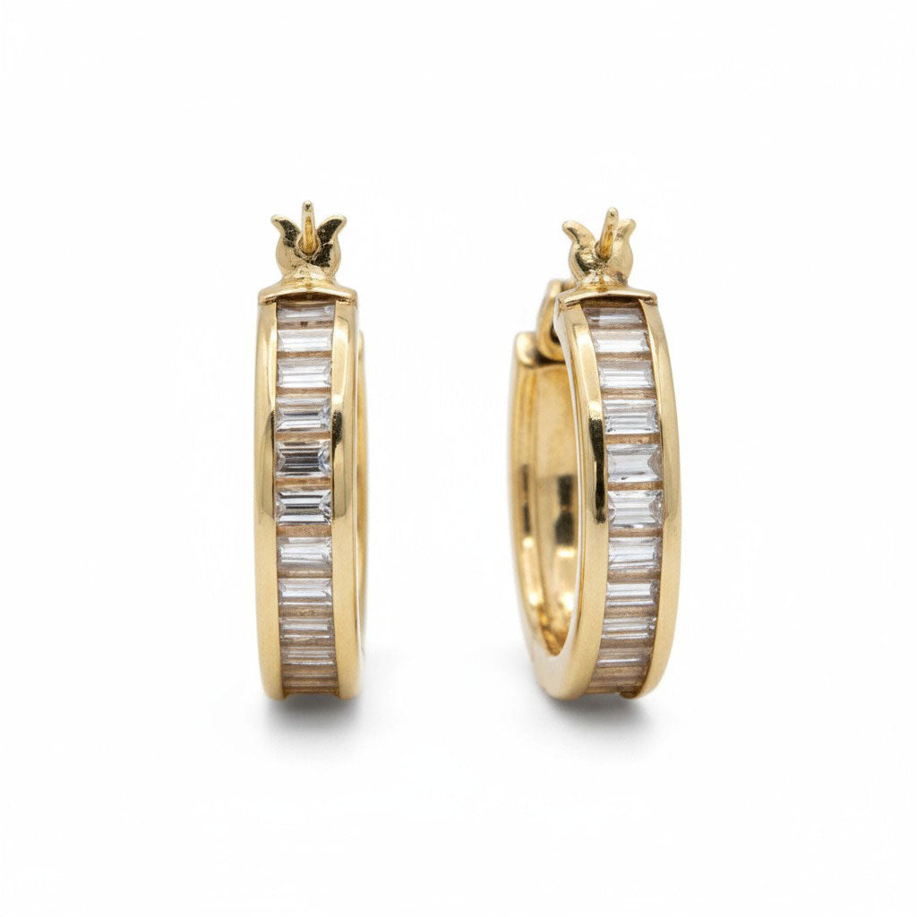 Aretes oro 10k baguette