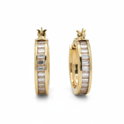 Aretes oro 10k baguette
