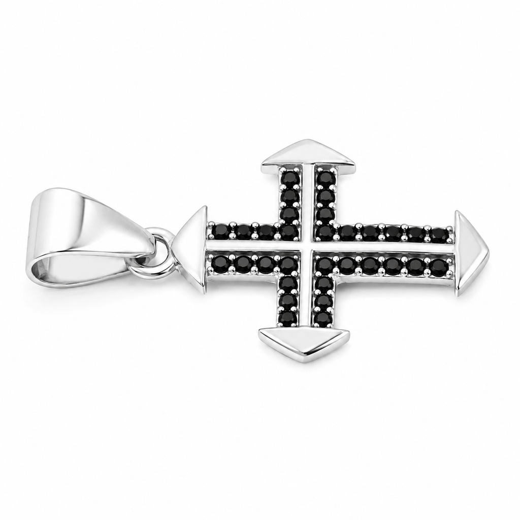 Dije cruz plata 925 negra