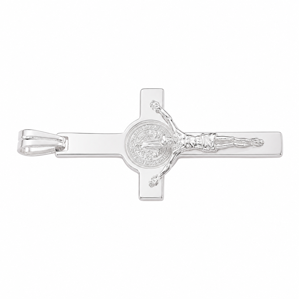 Dije cristo medalla San Benito plata 925