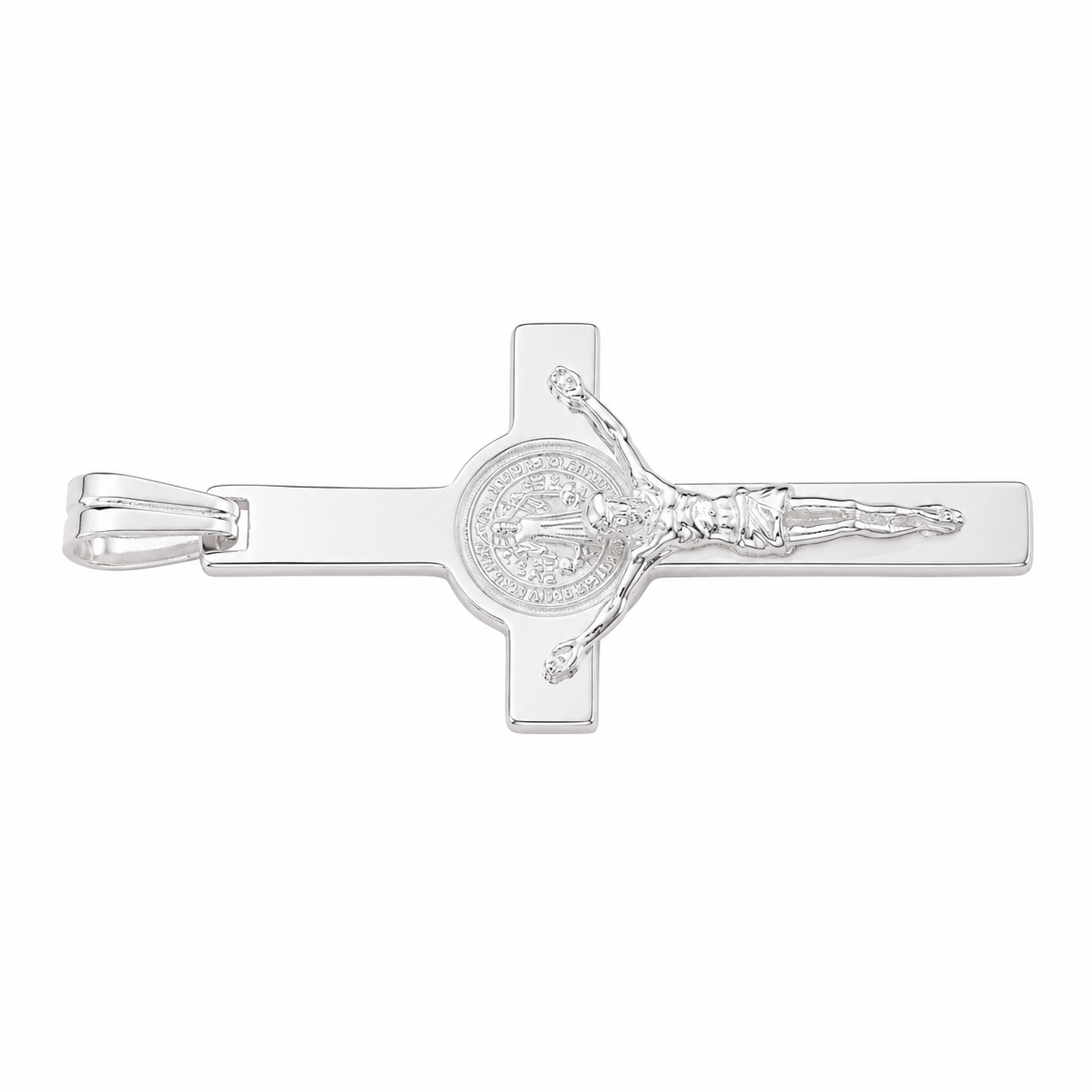 Dije cristo medalla San Benito plata 925