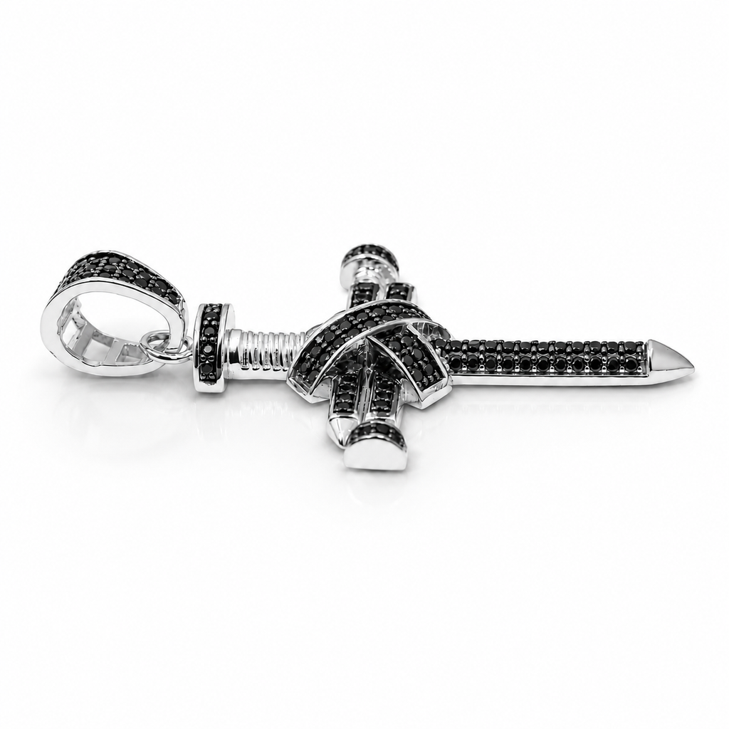 Dije cruz plata 925 clavos negra
