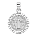 Medalla San Benito plata 925 zirconia