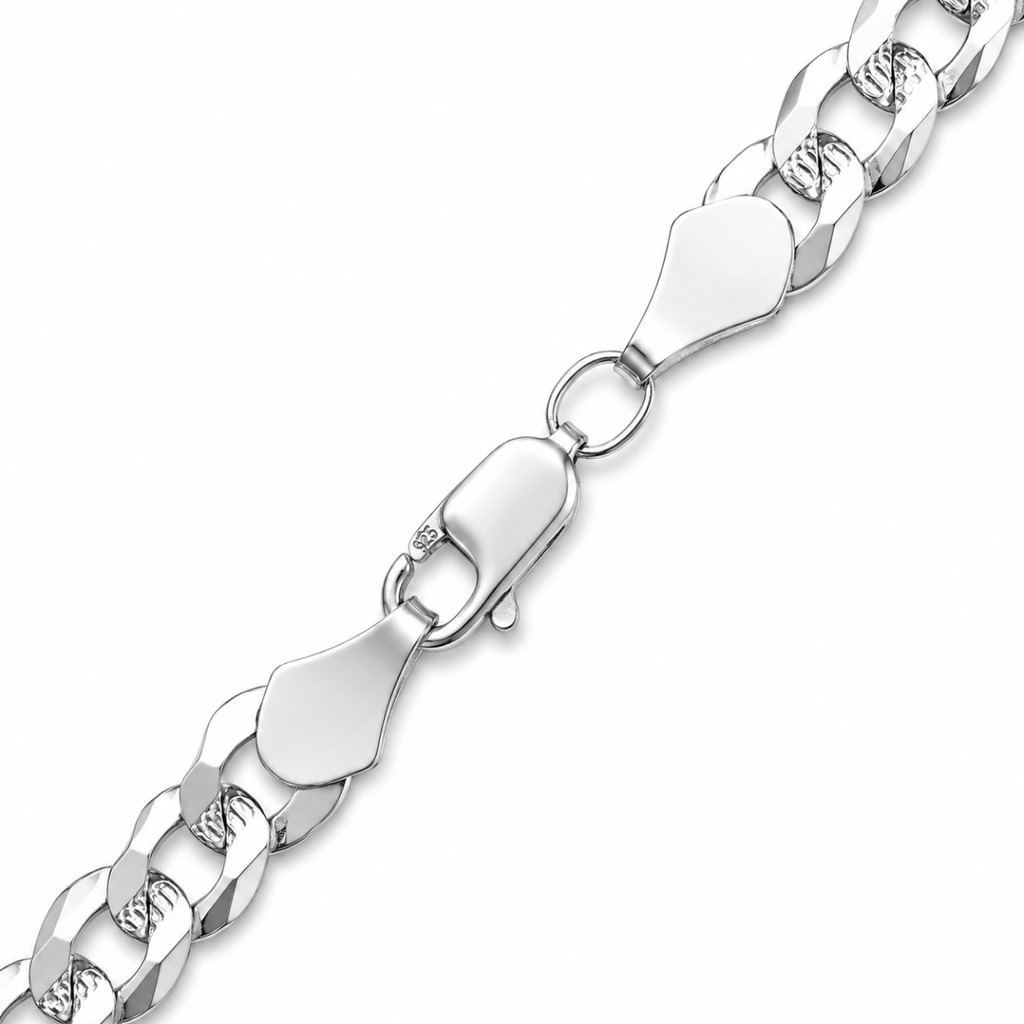 Cadena plata 925 barbada diamantada 55 cm 5 mm