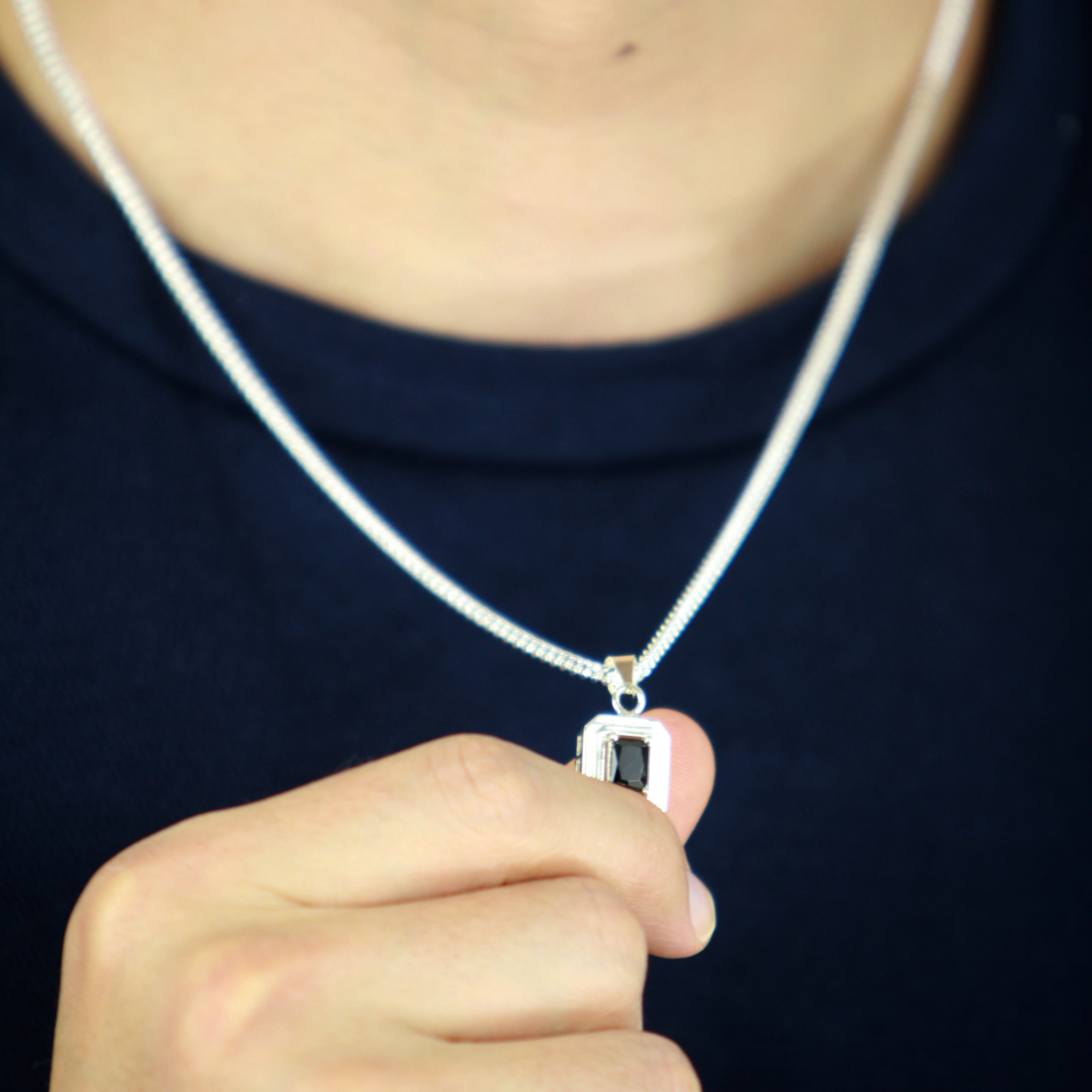 Collar plata 925 dije negro
