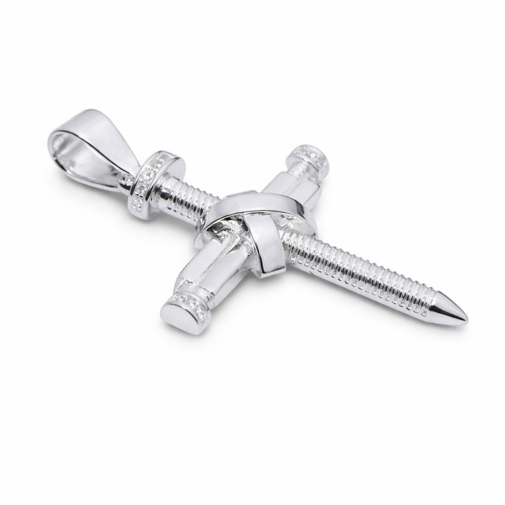 Dije cruz plata 925 clavos