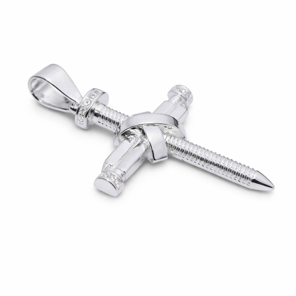 Dije cruz plata 925 clavos
