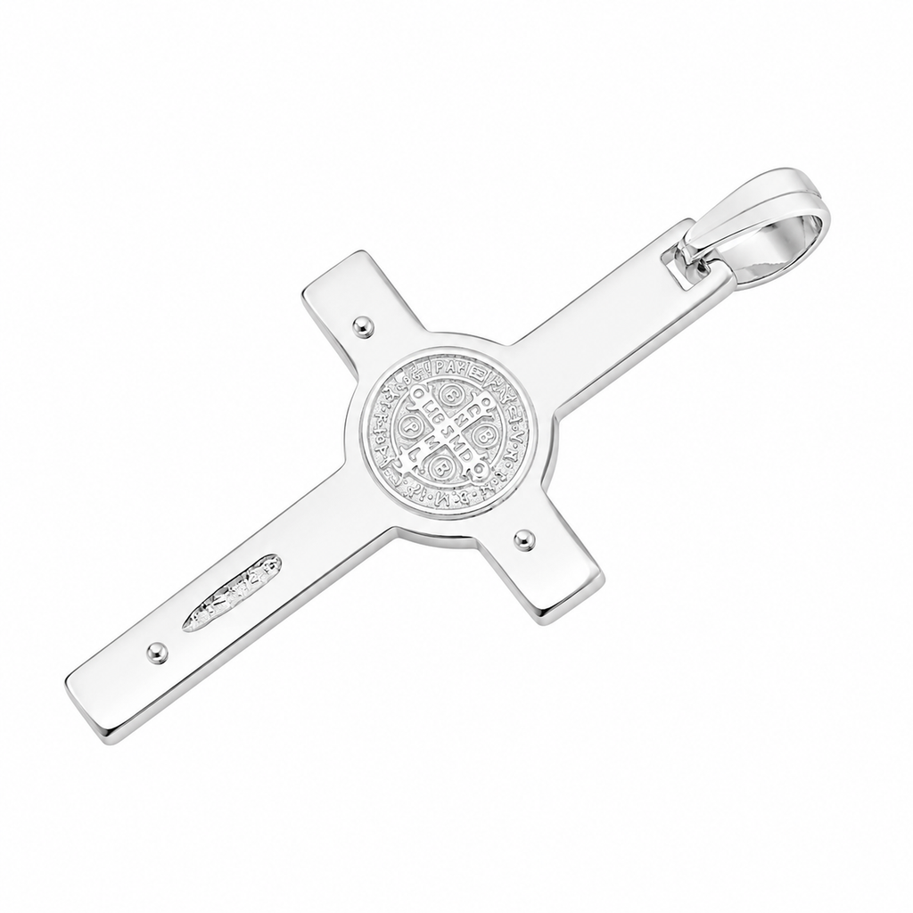 Dije cristo medalla San Benito plata 925