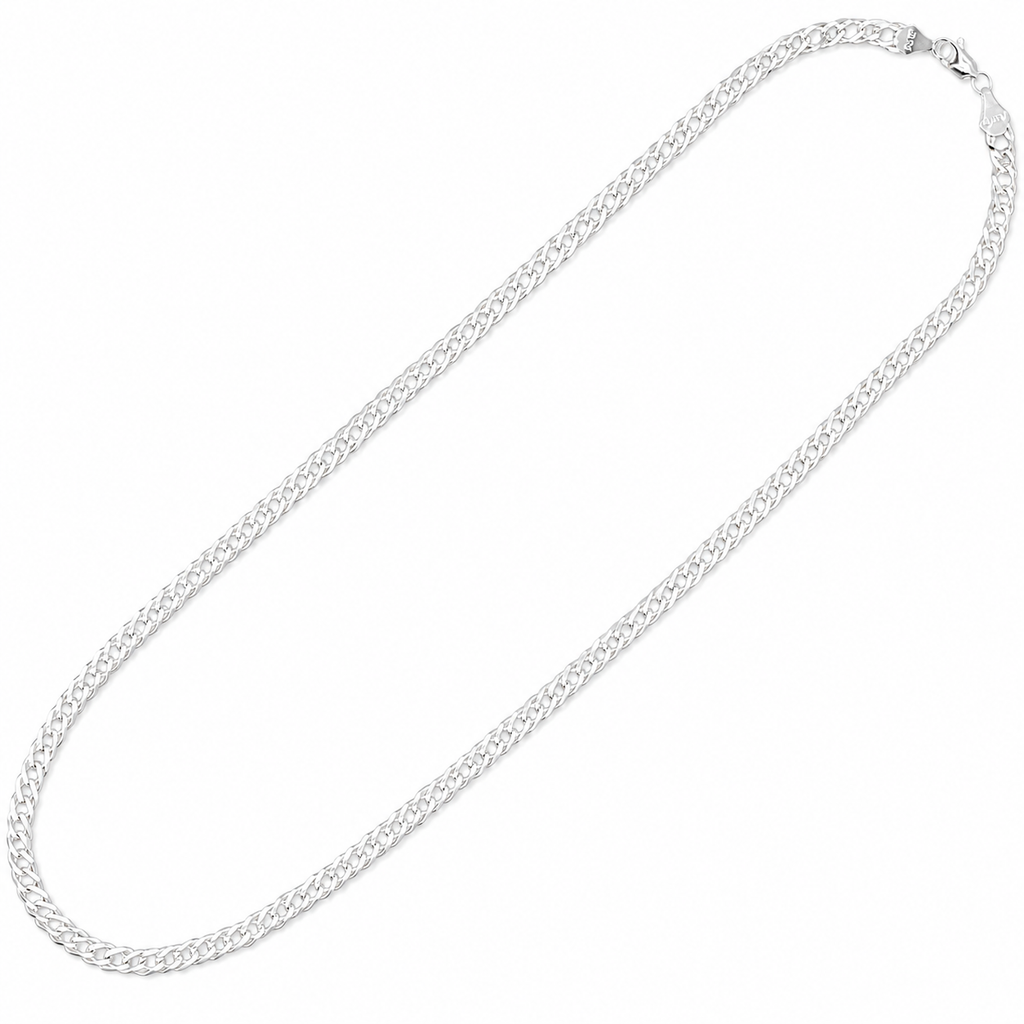 Cadena barbada doble plata 925