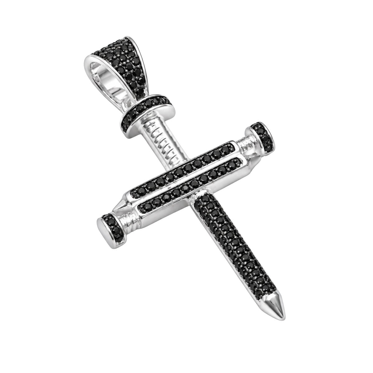 Dije cruz plata 925 clavos rodio negro