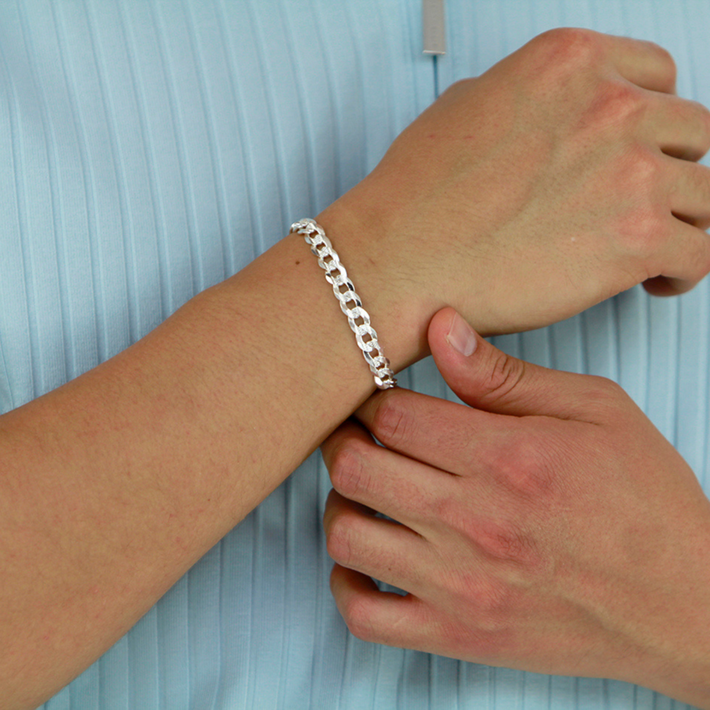 Pulsera plata 925 barbada diamantada