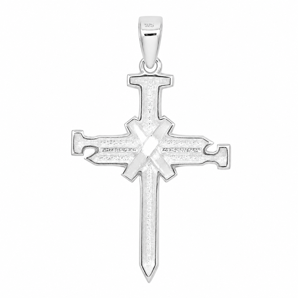 Dije cruz clavos plata 925 lisa
