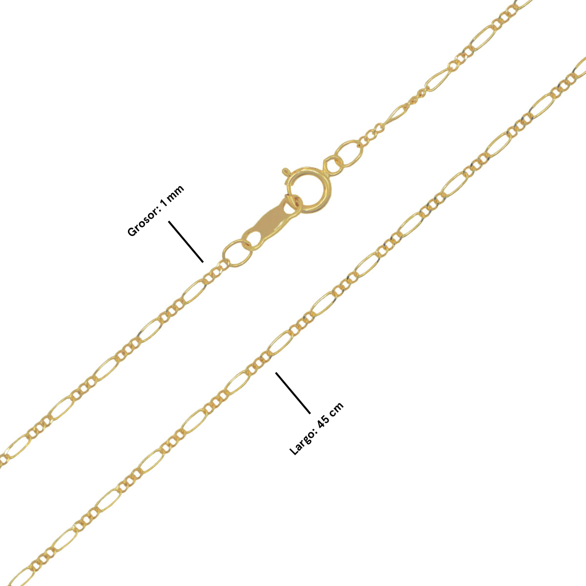 Cadena oro 10k fígaro 45 cm 1 mm