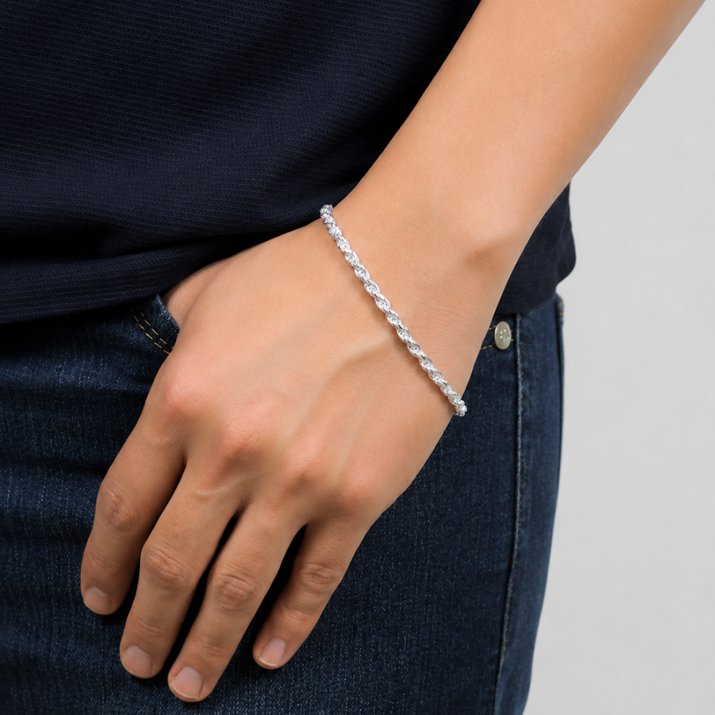 Pulsera torzal plata 925 4 mm