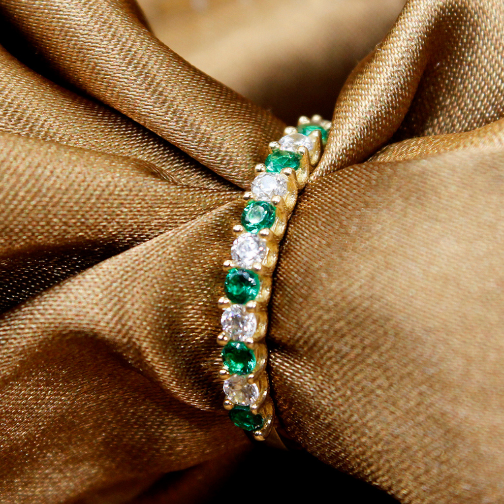 Churumbela oro 10k verde y blanca 2 mm