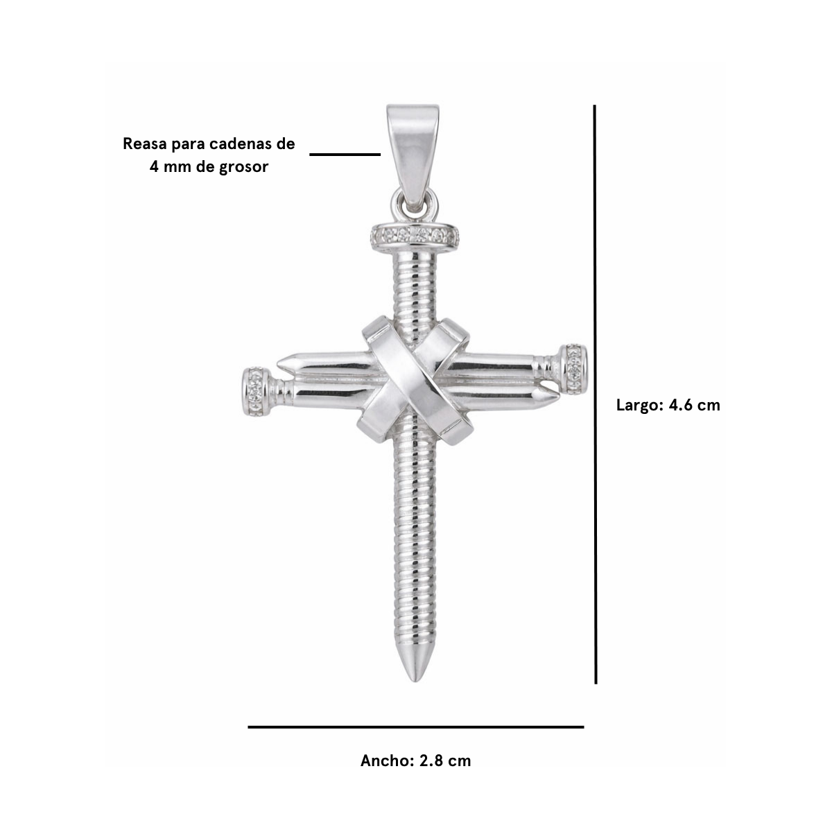 Dije cruz plata 925 clavos