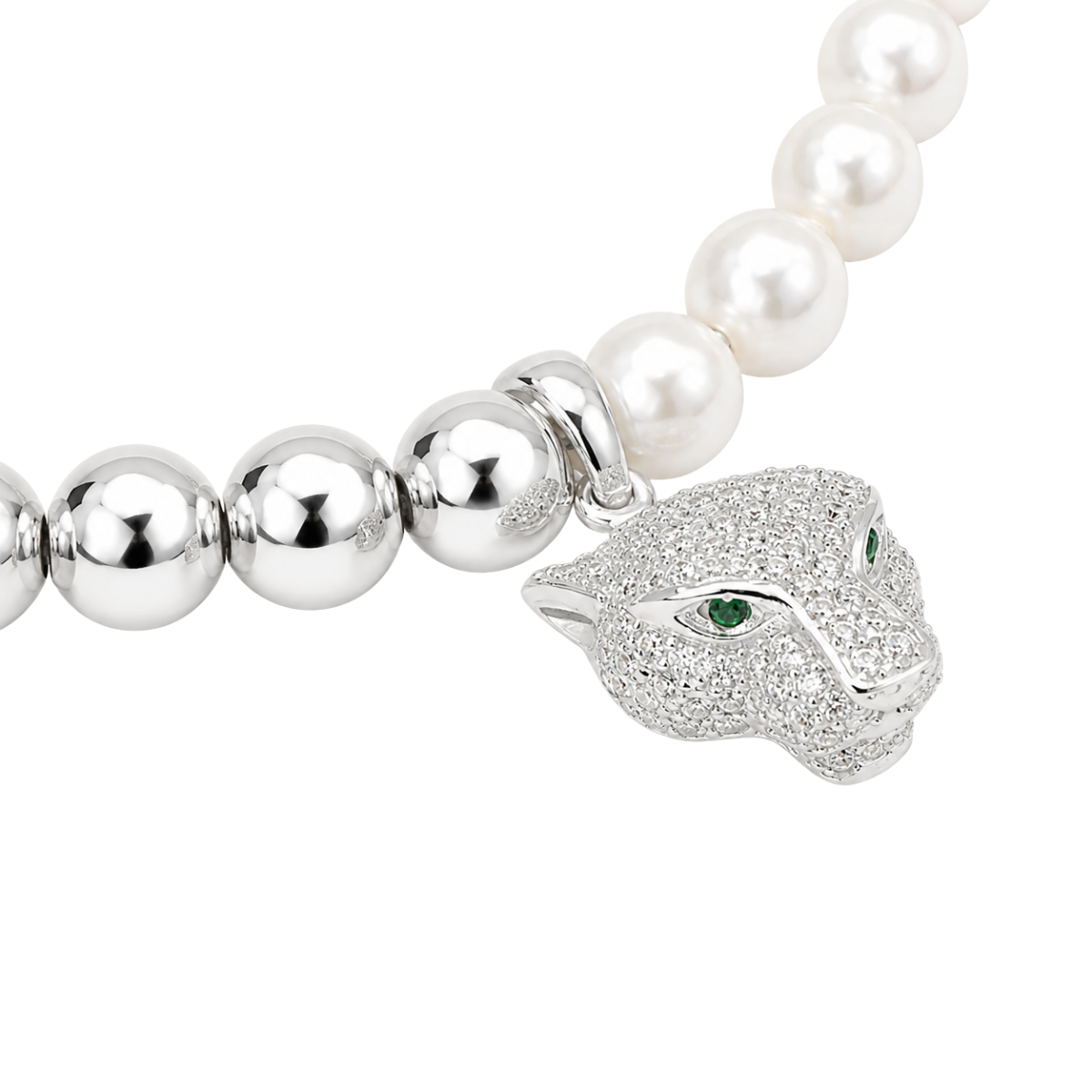 Collar jaguar plata 925 perlas
