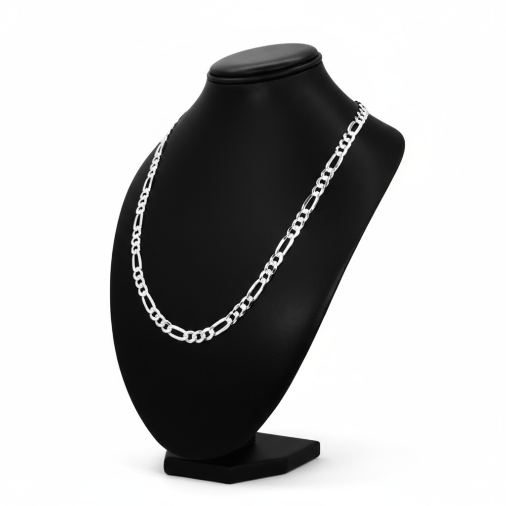 Cadena plata 925 fígaro diamantada