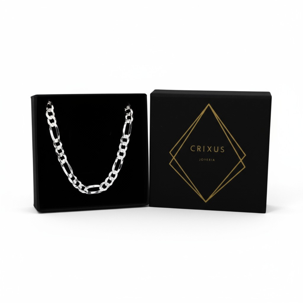 Cadena plata 925 fígaro diamantada