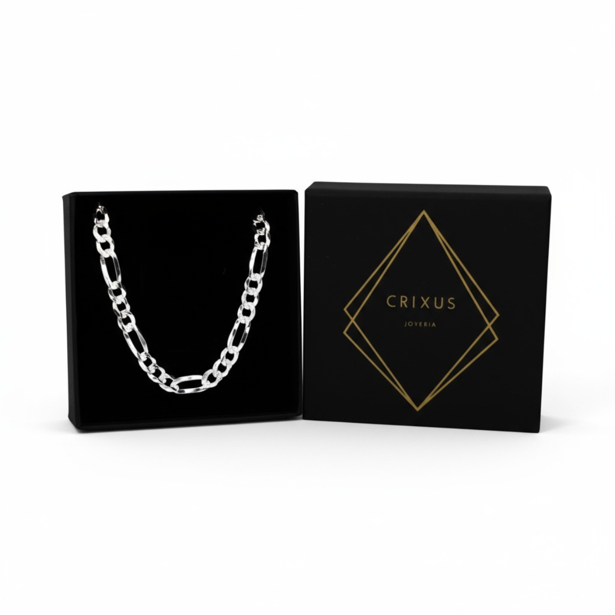 Cadena plata 925 fígaro diamantada