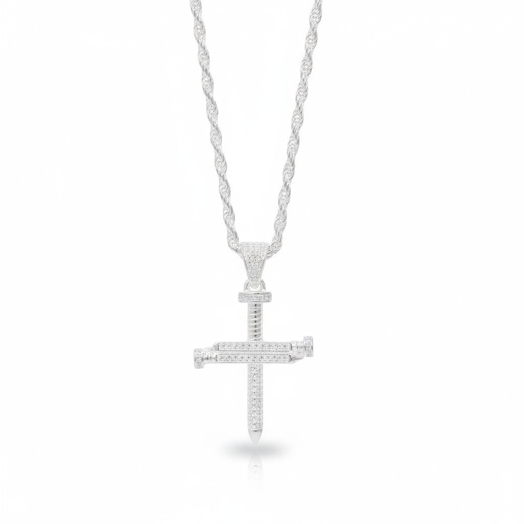 Collar cruz plata 925 clavos