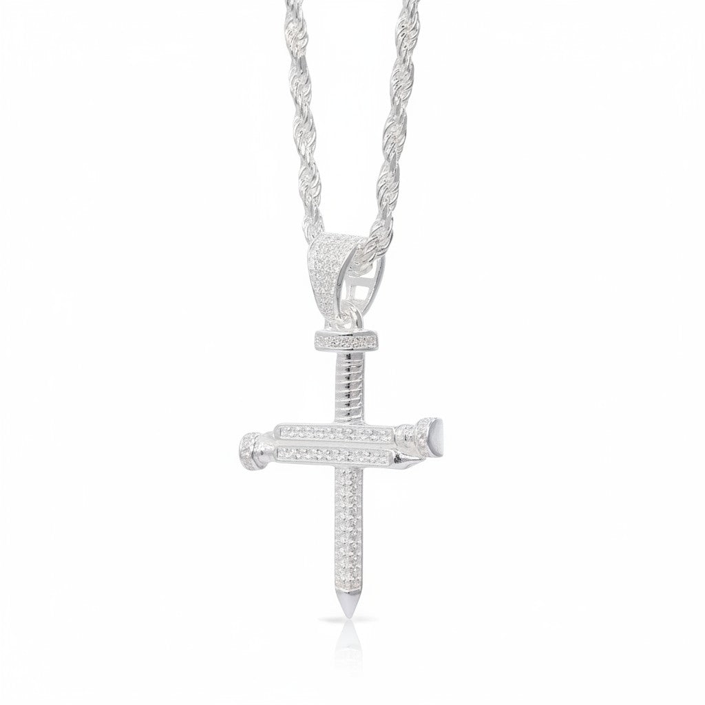 Collar cruz plata 925 clavos