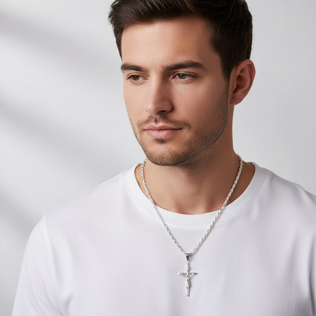 Collar cristo plata 925