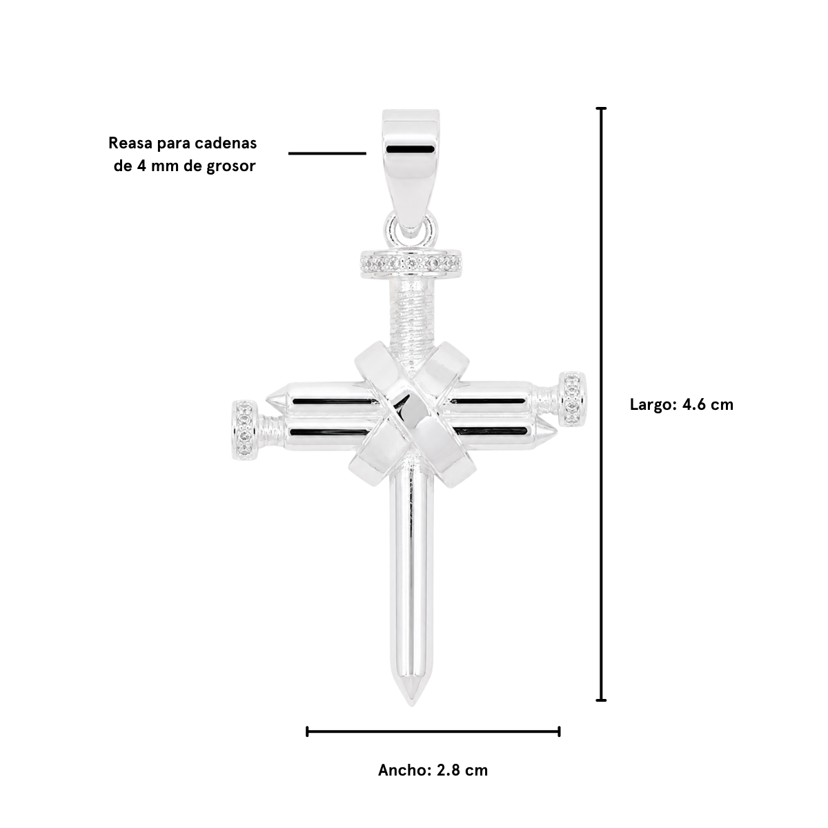 Dije cruz clavos plata 925 lisa