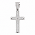 Dije cruz tubular de plata 925 con zirconias pavé, vista frontal
