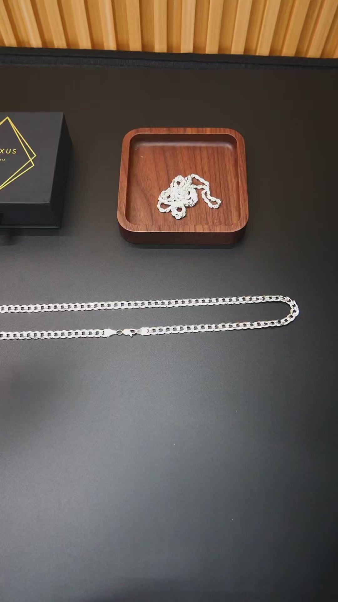 Cadena plata 925 barbada diamantada 55 cm 5 mm